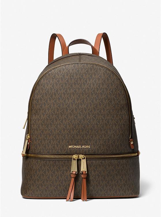 Túi Michael Kors Rhea Large Logo Backpack Nữ Nâu