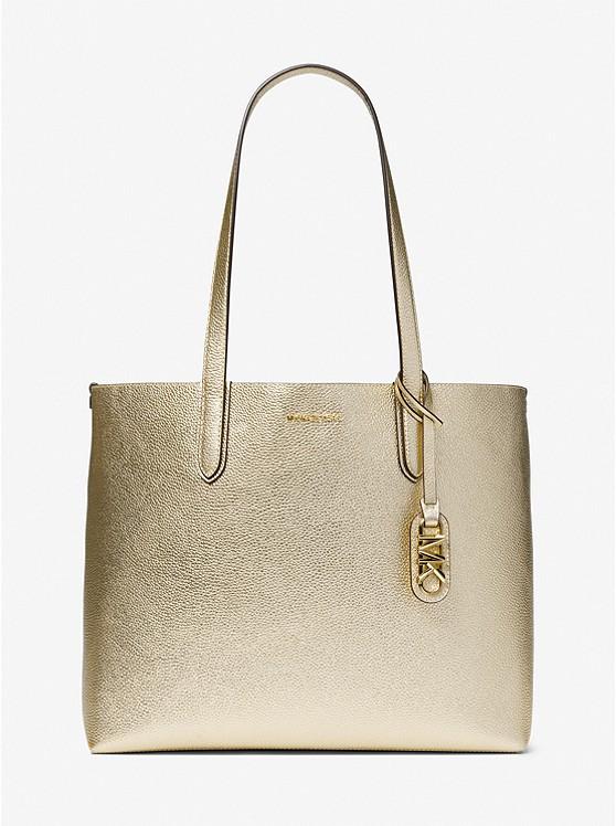 Túi Michael Kors Eliza Extra-Large Metallic Pebbled Leather Reversible Tote Bag Nữ Vàng