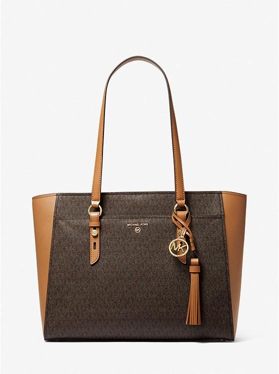 Túi Michael Kors Sullivan Large Logo And Leather Tote Bag Nữ Nâu