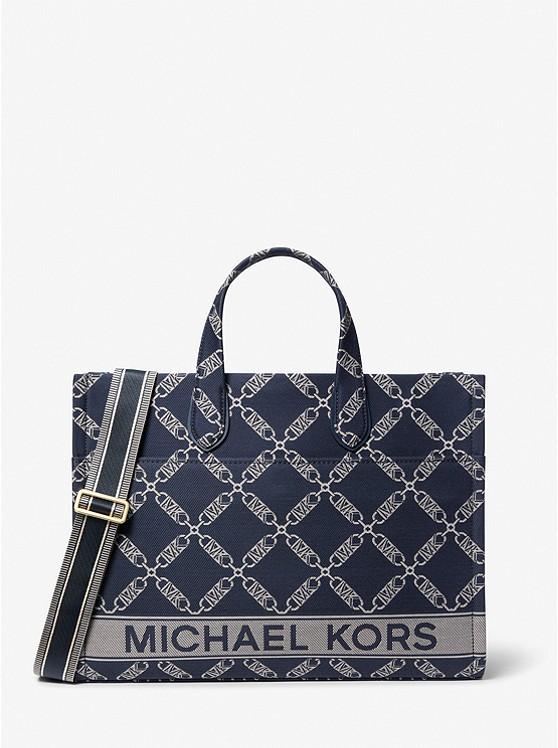 Túi Michael Kors Gigi Large Empire Logo Jacquard Tote Bag Nữ Xanh Navy