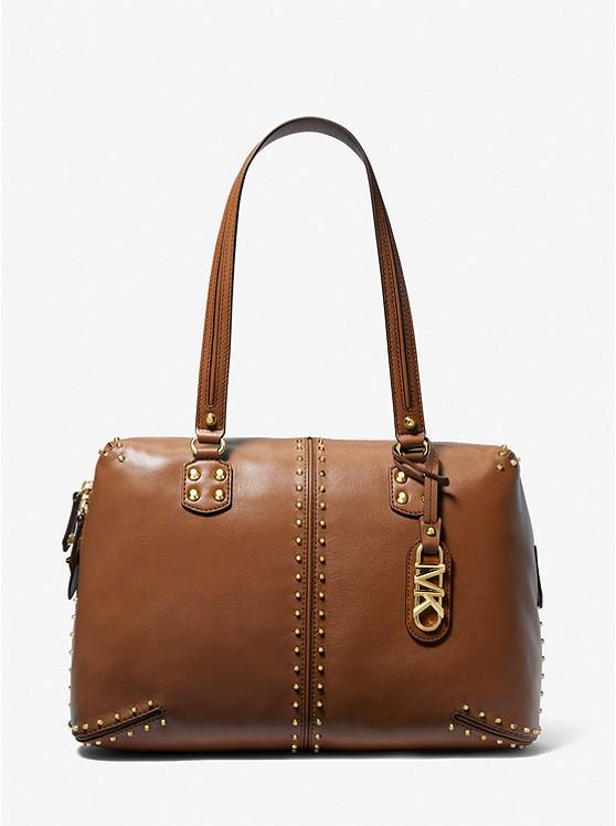 Túi Michael Kors Astor Large Studded Leather Tote Bag Nữ Nâu