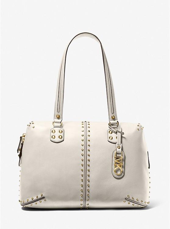 Túi Michael Kors Astor Large Studded Leather Tote Bag Nữ Trắng