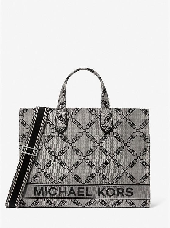 Túi Michael Kors Gigi Large Empire Logo Jacquard Tote Bag Nữ Xám