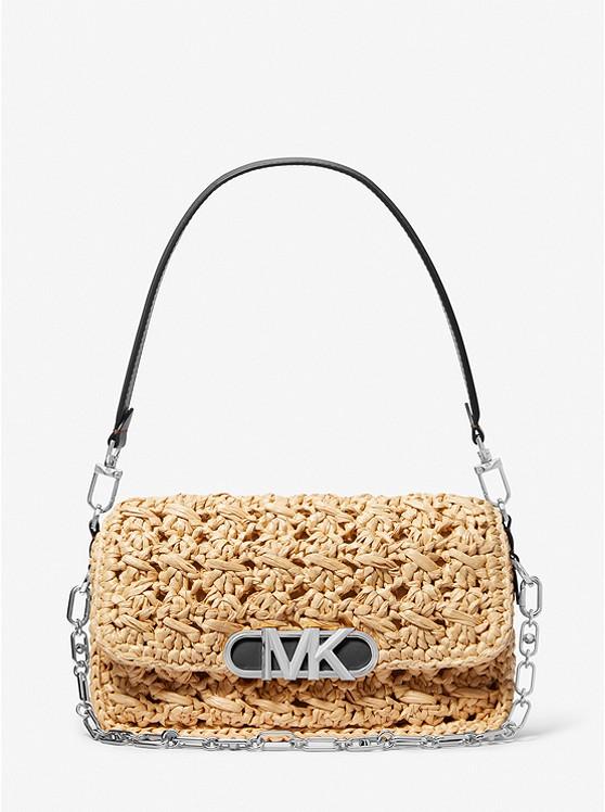 Túi Michael Kors Parker Medium Woven Straw Shoulder Bag Nữ Vàng