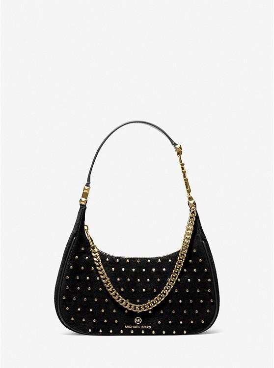 Túi Michael Kors Piper Small Studded Suede Shoulder Bag Nữ Đen