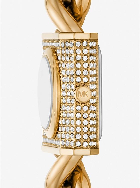 Đồng Hồ Michael Kors Mini Lock Pavé Gold-Tone Chain Watch Nữ Vàng