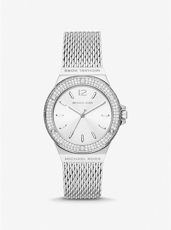 Đồng Hồ Michael Kors Lennox Pavé Silver-Tone Mesh Watch Nữ Bạc