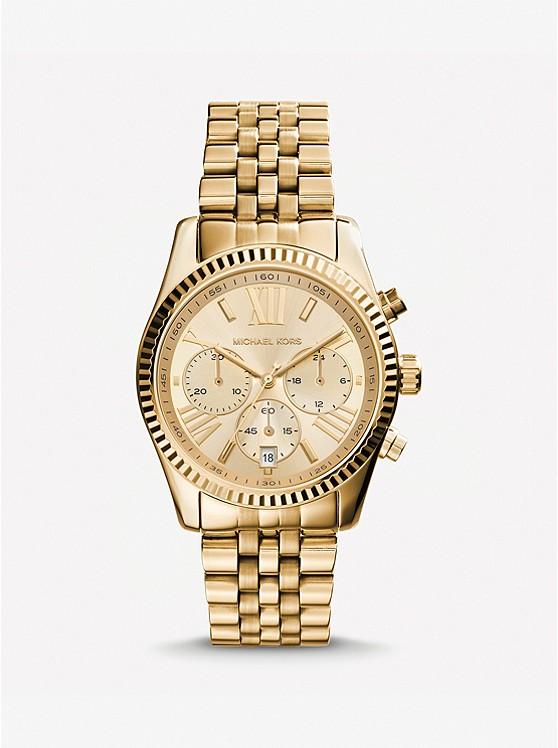 Đồng Hồ Michael Kors Lexington Gold-Tone Watch Nữ Vàng