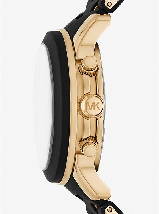 Đồng Hồ Michael Kors Oversized Runway Gold-Tone Watch Nữ Đen