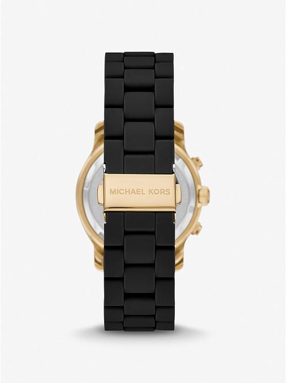 Đồng Hồ Michael Kors Oversized Runway Gold-Tone Watch Nữ Đen