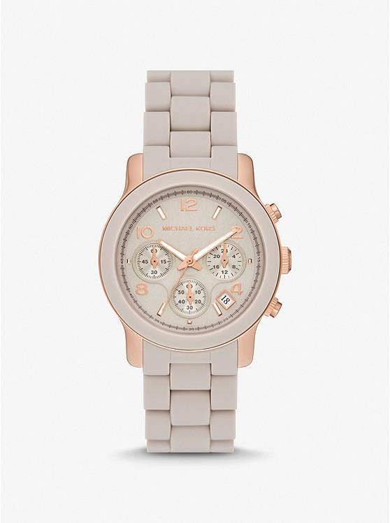 Đồng Hồ Michael Kors Oversized Runway Two-Tone Watch Nữ Hồng