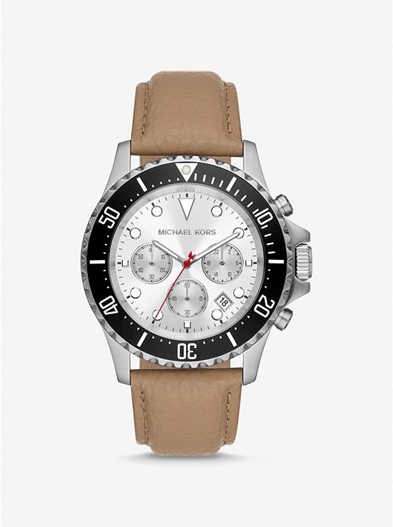 Đồng Hồ Michael Kors Oversized Everest Silver-Tone And Leather Watch Nữ Bạc