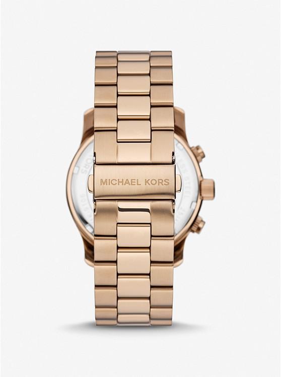 Đồng Hồ Michael Kors Oversized Runway Beige Gold-Tone Watch Nữ Hồng