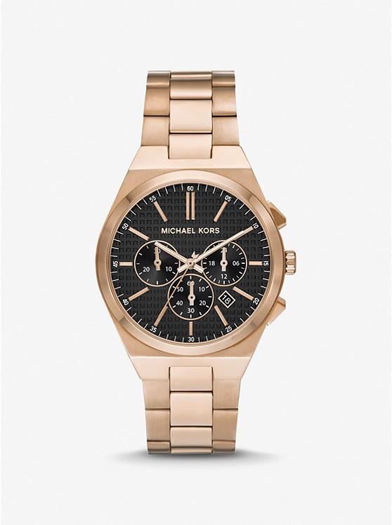 Đồng Hồ Michael Kors Oversized Lennox Beige Gold-Tone Watch Nữ Hồng