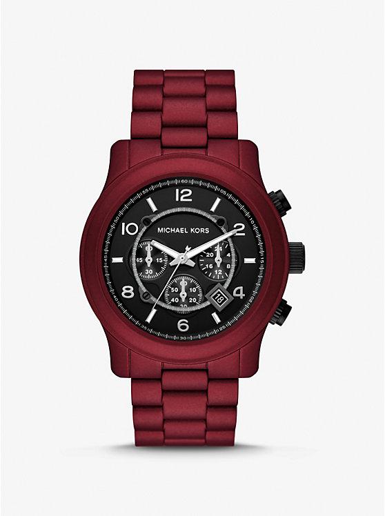 Đồng Hồ Michael Kors Oversized Runway Red-Coated Watch Nam Đỏ