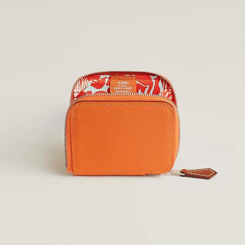 Túi Hermes Silk'In Change Purse Nữ Cam