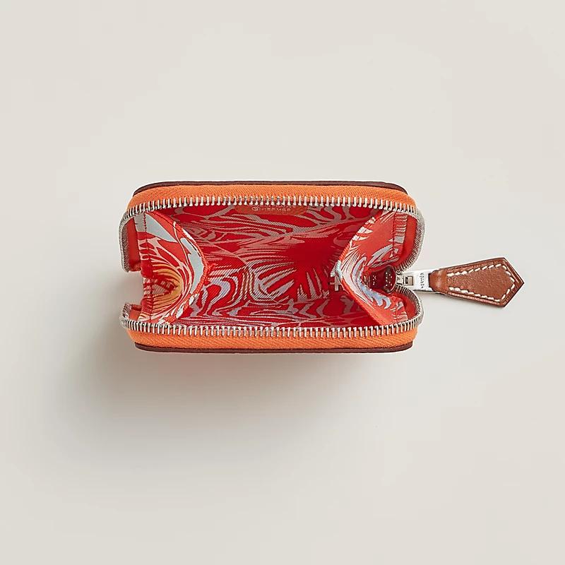 Túi Hermes Silk'In Change Purse Nữ Cam