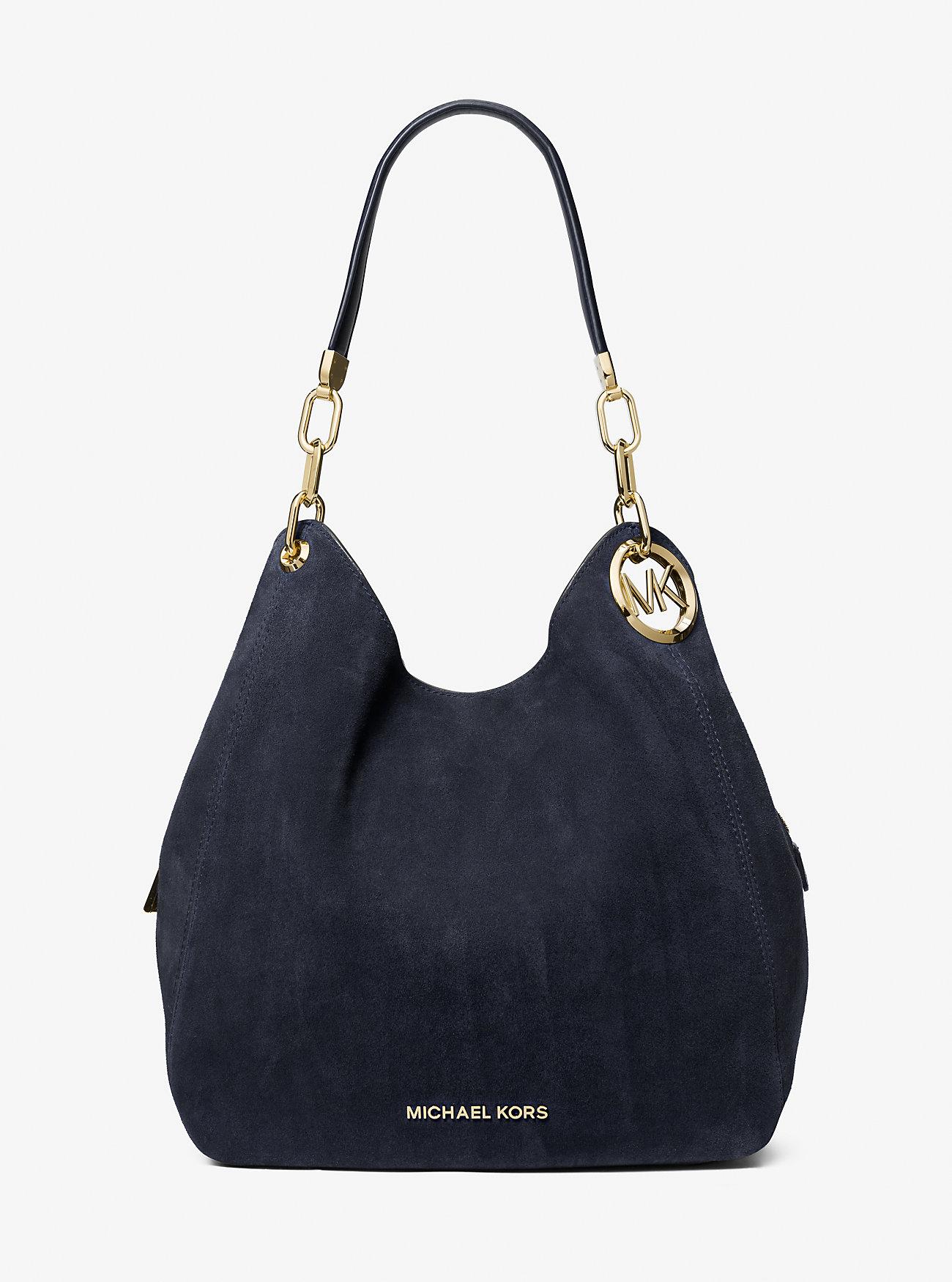 Túi Michael Kors Lillie Large Suede Shoulder Bag Nữ Xanh Navy