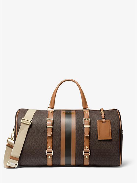 Túi Michael Kors Bedford Travel Extra-Large Logo Stripe Weekender Bag Nữ Nâu