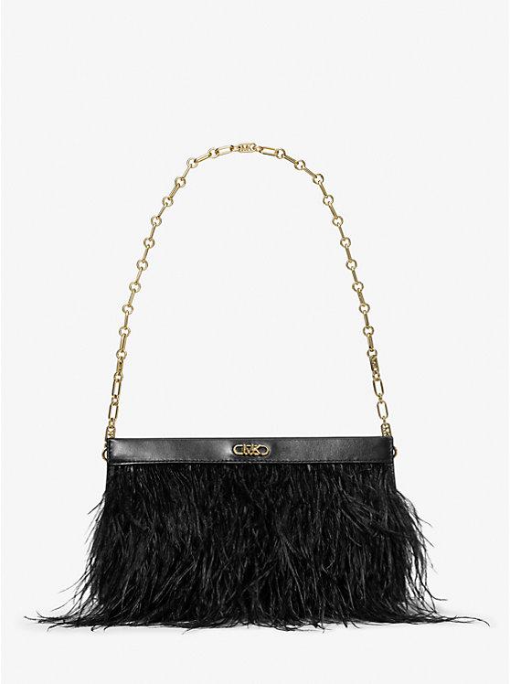 Túi Michael Kors Tabitha Large Feather Embellished Clutch Nữ Đen