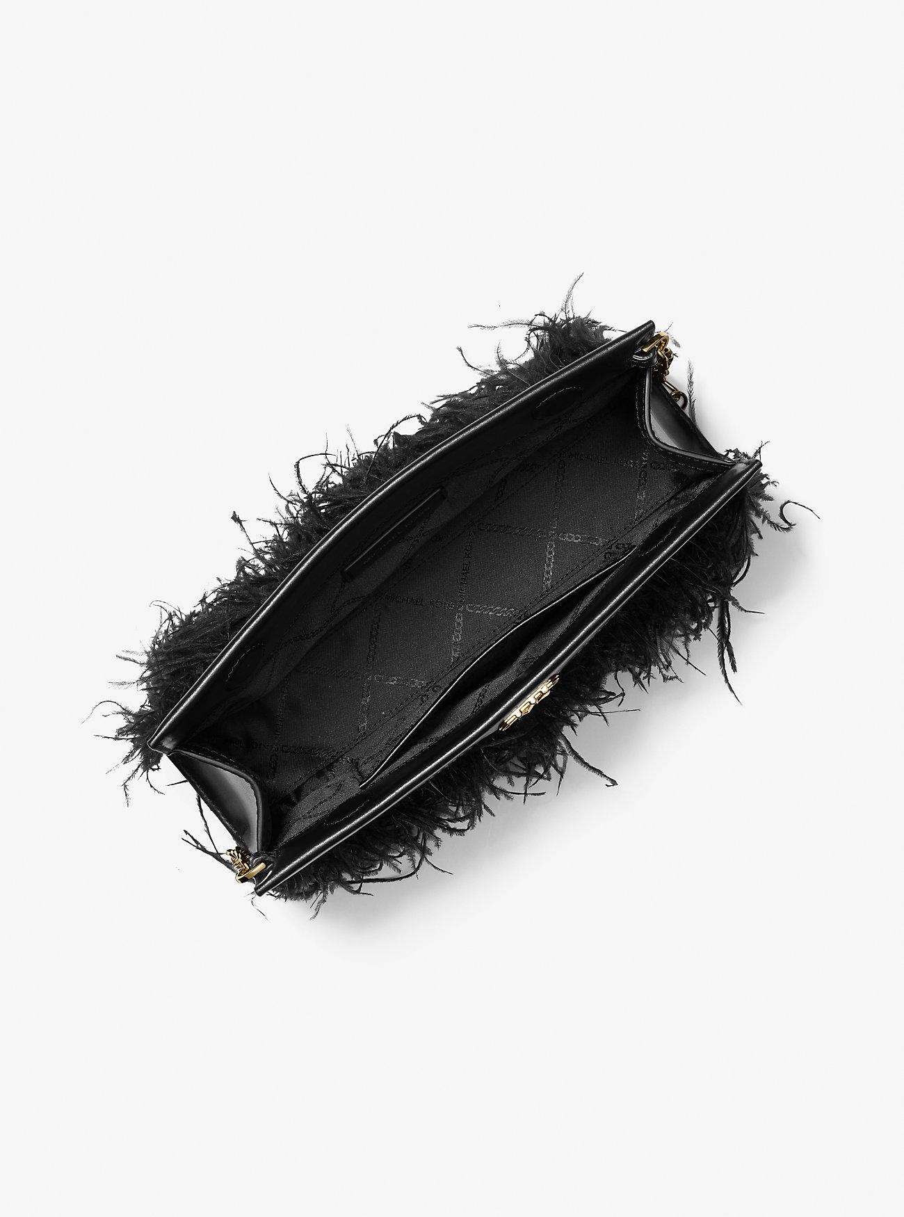 Túi Michael Kors Tabitha Large Feather Embellished Clutch Nữ Đen