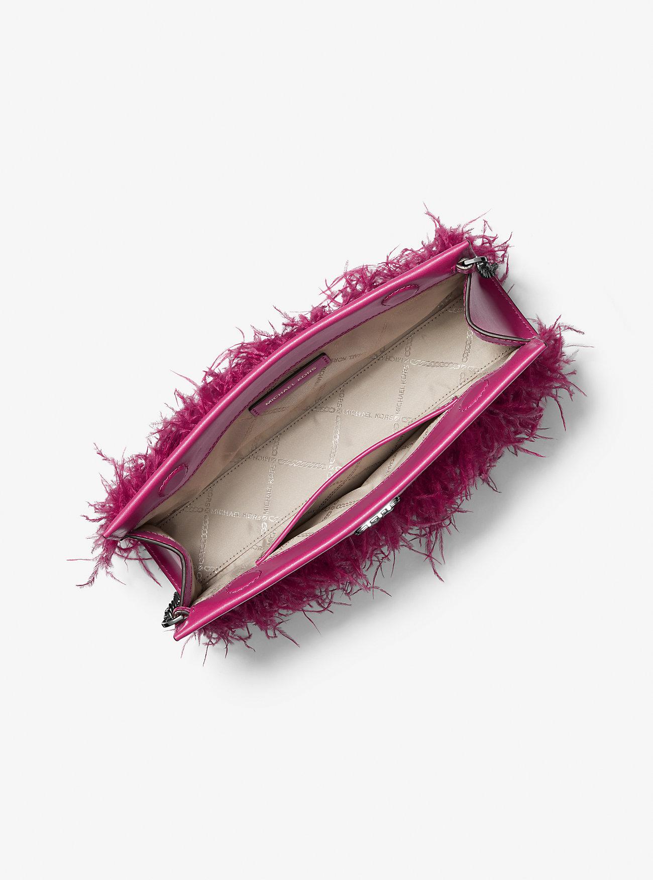 Túi Michael Kors Tabitha Large Feather Embellished Leather Clutch Nữ Hồng