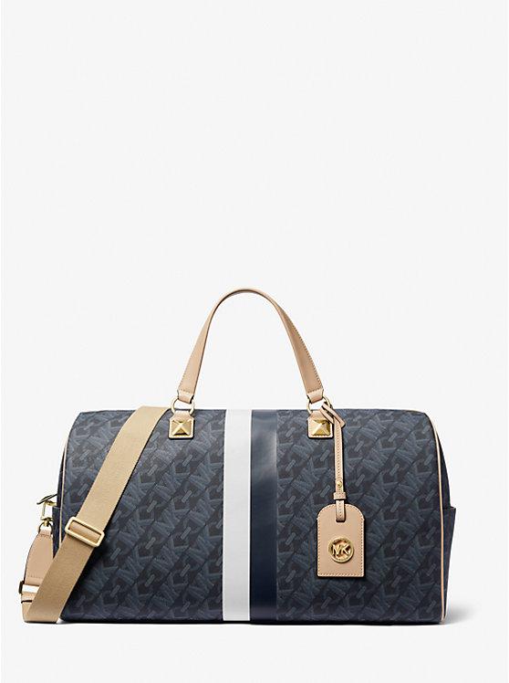 Túi Michael Kors Grayson Extra-Large Empire Signature Logo Stripe Weekender Bag Nữ Xanh Navy