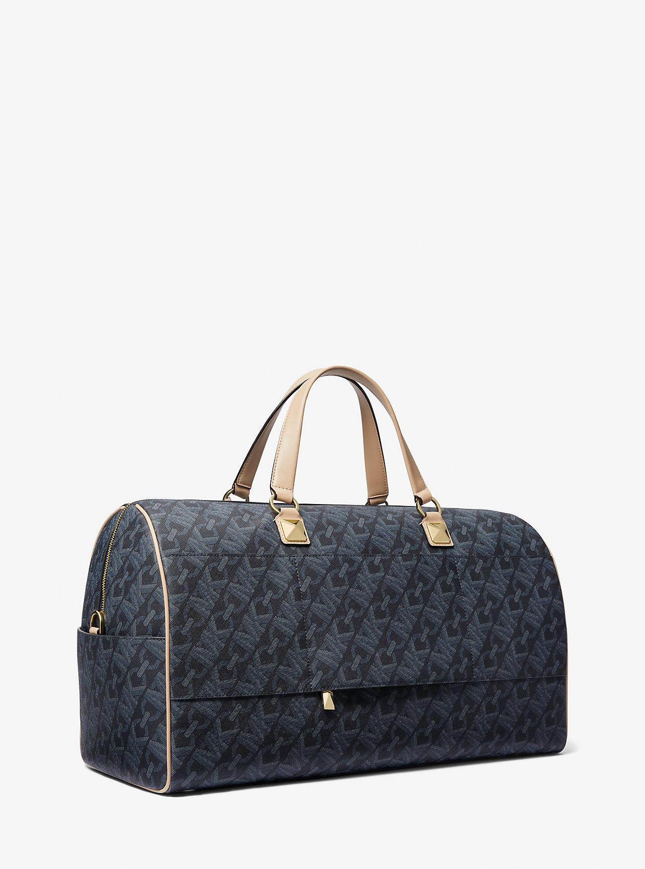 Túi Michael Kors Grayson Extra-Large Empire Signature Logo Stripe Weekender Bag Nữ Xanh Navy