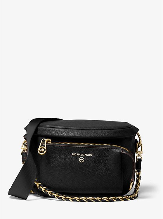 Túi Michael Kors Slater Medium Pebbled Leather Sling Pack Nữ Đen Vàng