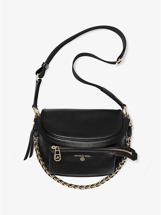 Túi Michael Kors Slater Medium Pebbled Leather Sling Pack Nữ Đen Vàng