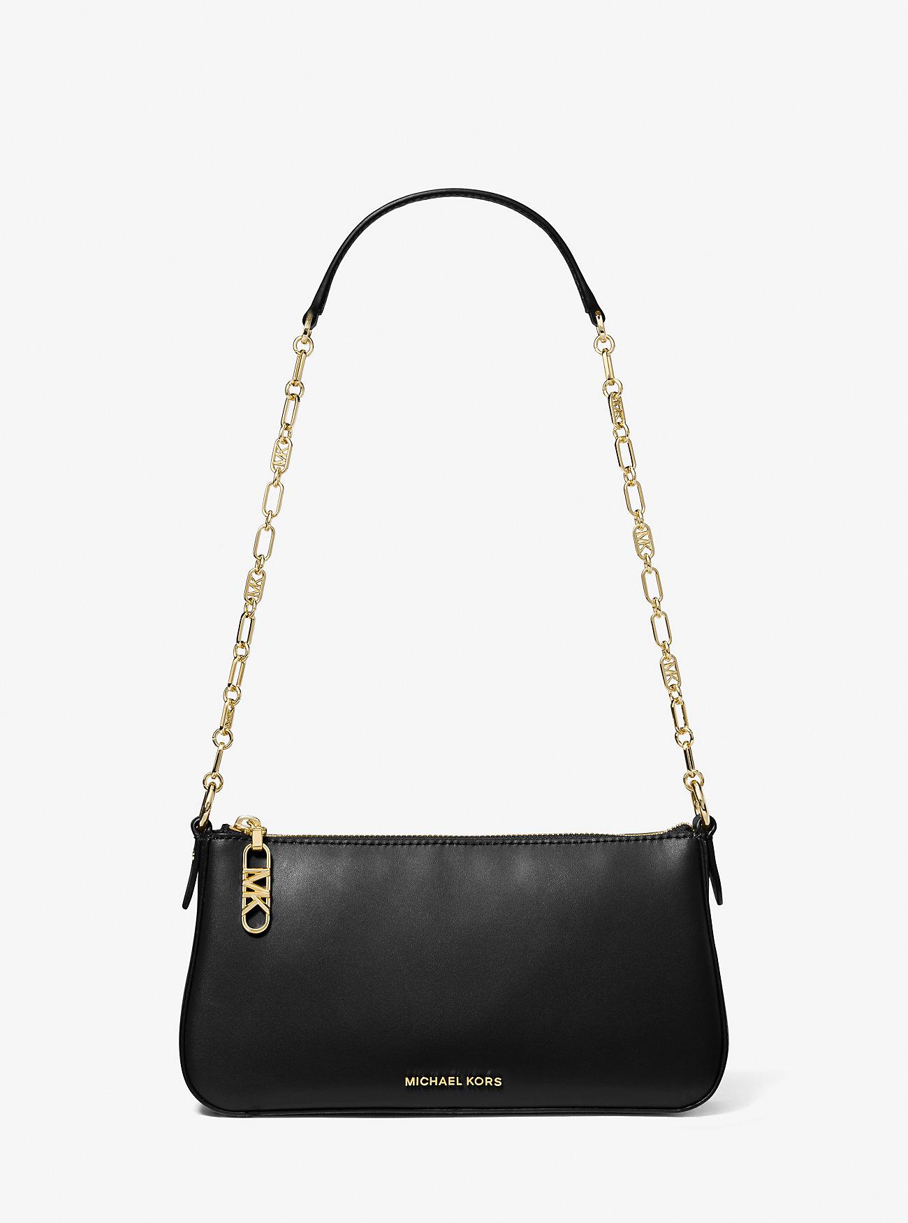 Túi Michael Kors Empire Medium Leather Chain-Link Pochette Nữ Đen