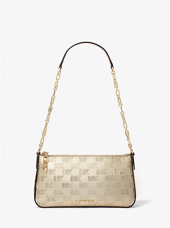 Túi Michael Kors Empire Medium Patent Chain-Link Pochette Nữ Be