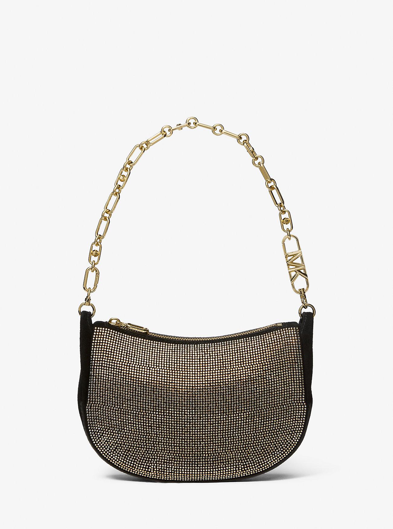 Túi Michael Kors Kendall Small Embellished Suede Shoulder Bag Nữ Đen