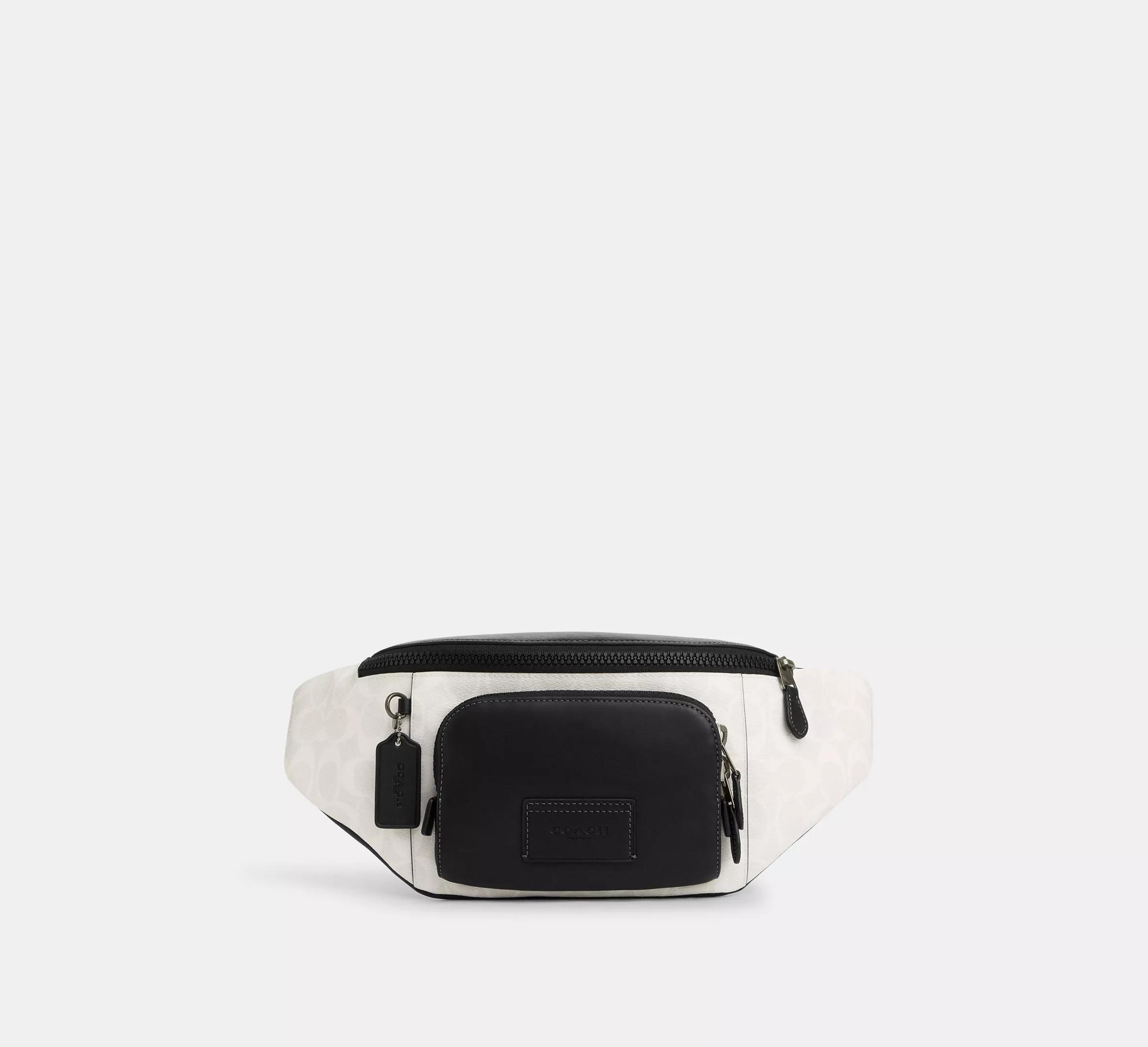 Túi Coach Track Belt Bag In Colorblock Signature Canvas Nữ Trắng Đen