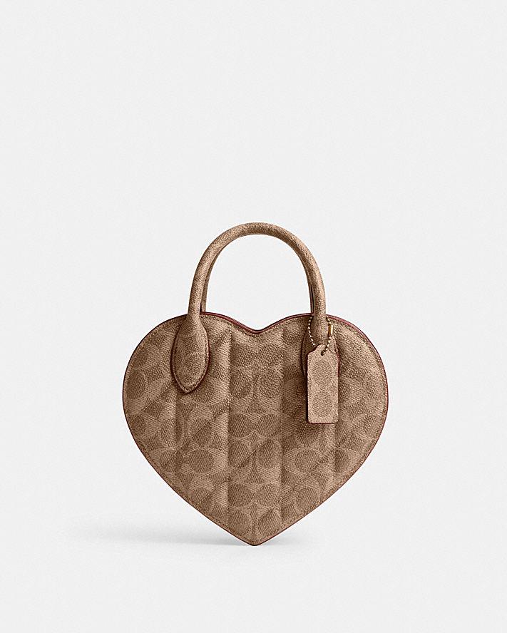 Túi Coach Heart Bag In Signature Canvas With Quilting Nữ Nâu