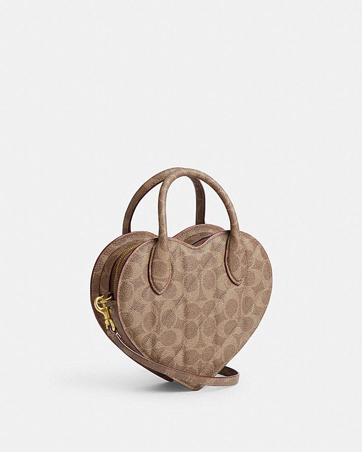 Túi Coach Heart Bag In Signature Canvas With Quilting Nữ Nâu