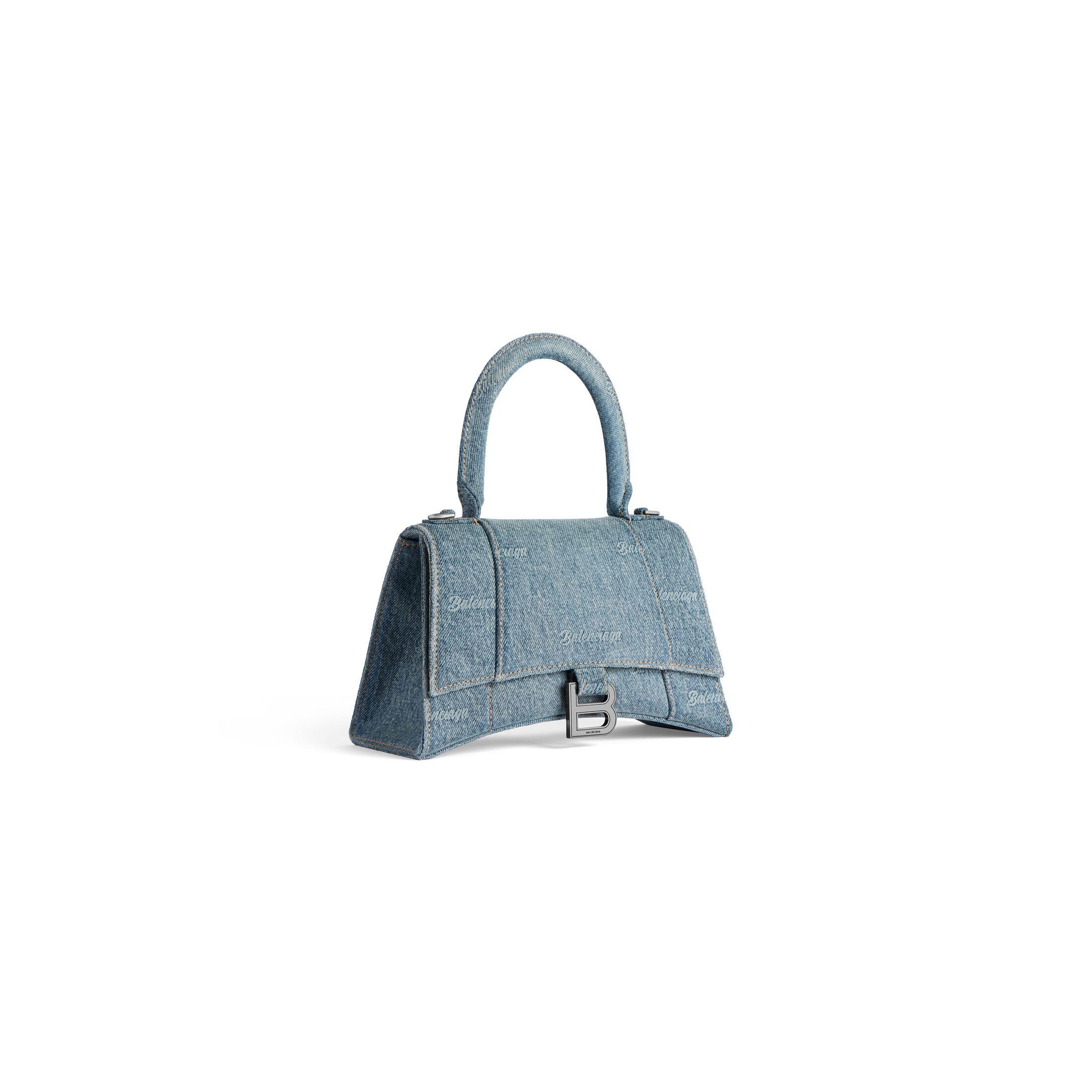 Túi Balenciaga Hourglass Small Handbag Girly Allover Denim Nữ Xanh Dương Nhạt