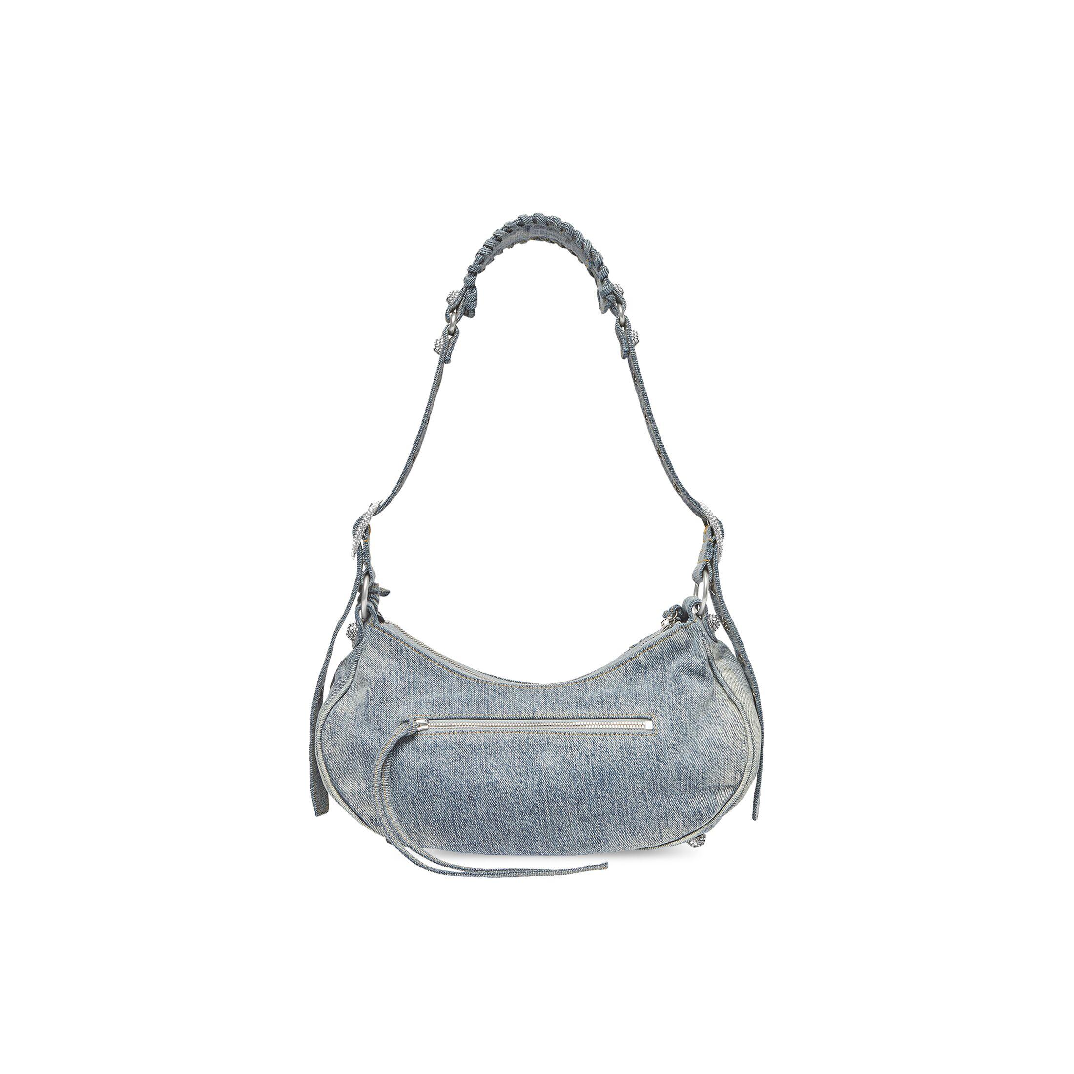 Túi Balenciaga Le Cagole Small Shoulder Bag Denim With Rhinestones Nữ Xanh Dương