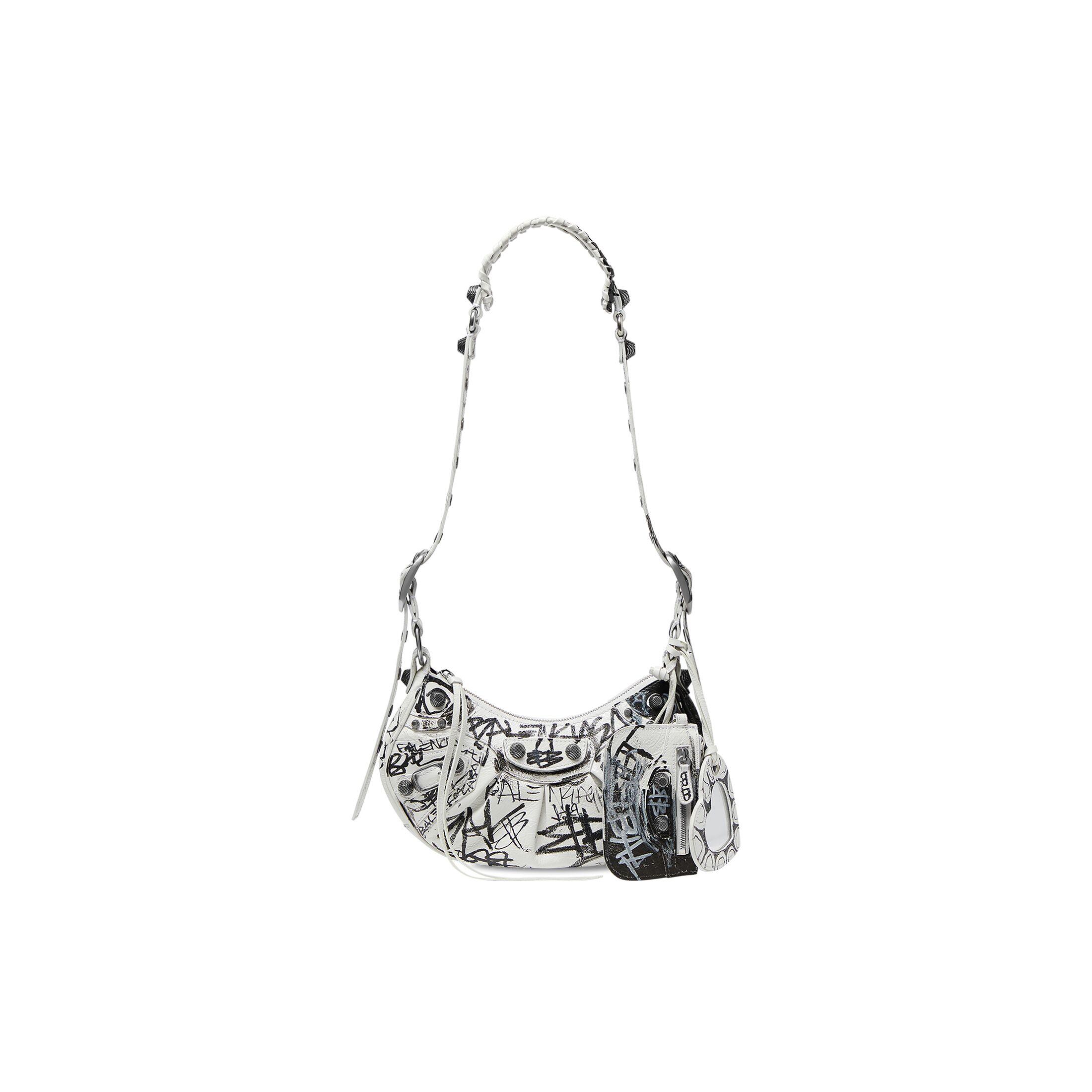 Túi Balenciaga Le Cagole Xs Shoulder Bag Graffiti Nữ Trắng