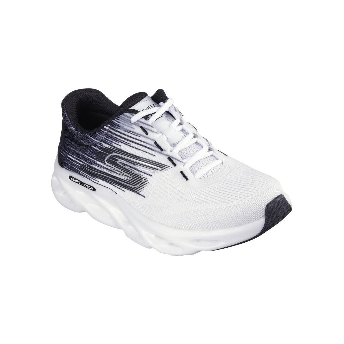 Giày Skechers Go Run Swirl Tech Speed - Ultimate Stride Nữ Đen Trắng