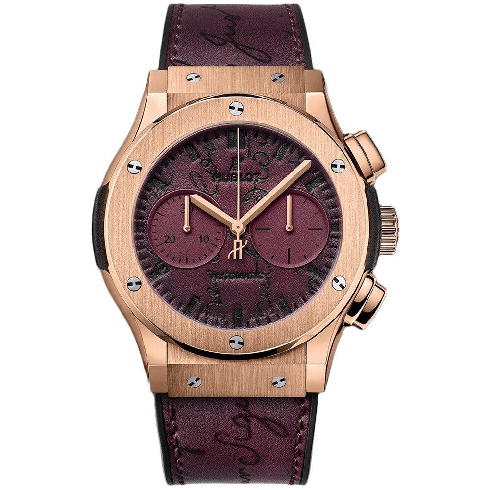 Đồng Hồ Hublot Classic Fusion Chronograph 521.Ox.050V.Vr.Ber18 Berluti Scritto Bordeaux 45Mm Nam Tím