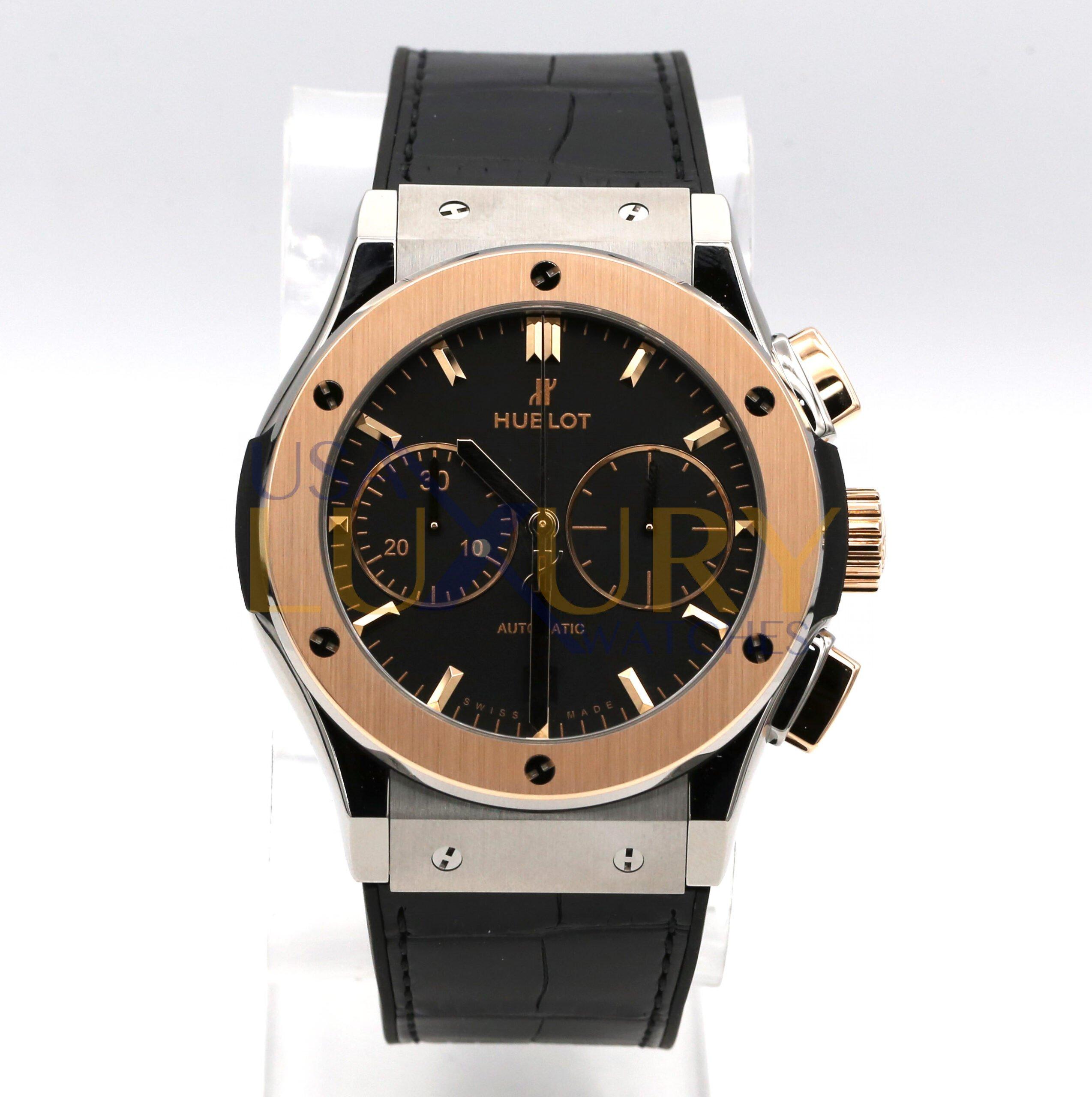 Đồng Hồ Hublot 521.No.1181.Lr Classic Fusion Chronograph Titanium King Gold Watch Nam Bạc Đen