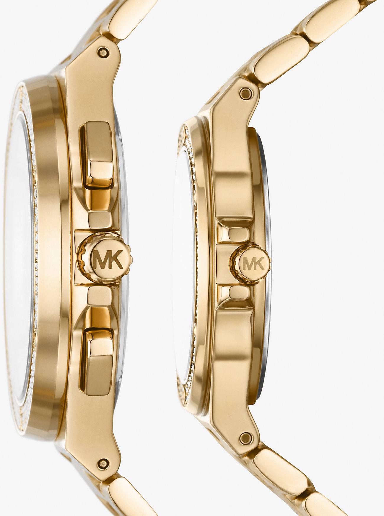 Đồng Hồ Michael Kors Lennox His And Hers Pavé Gold-Tone Watch Set Nữ Vàng