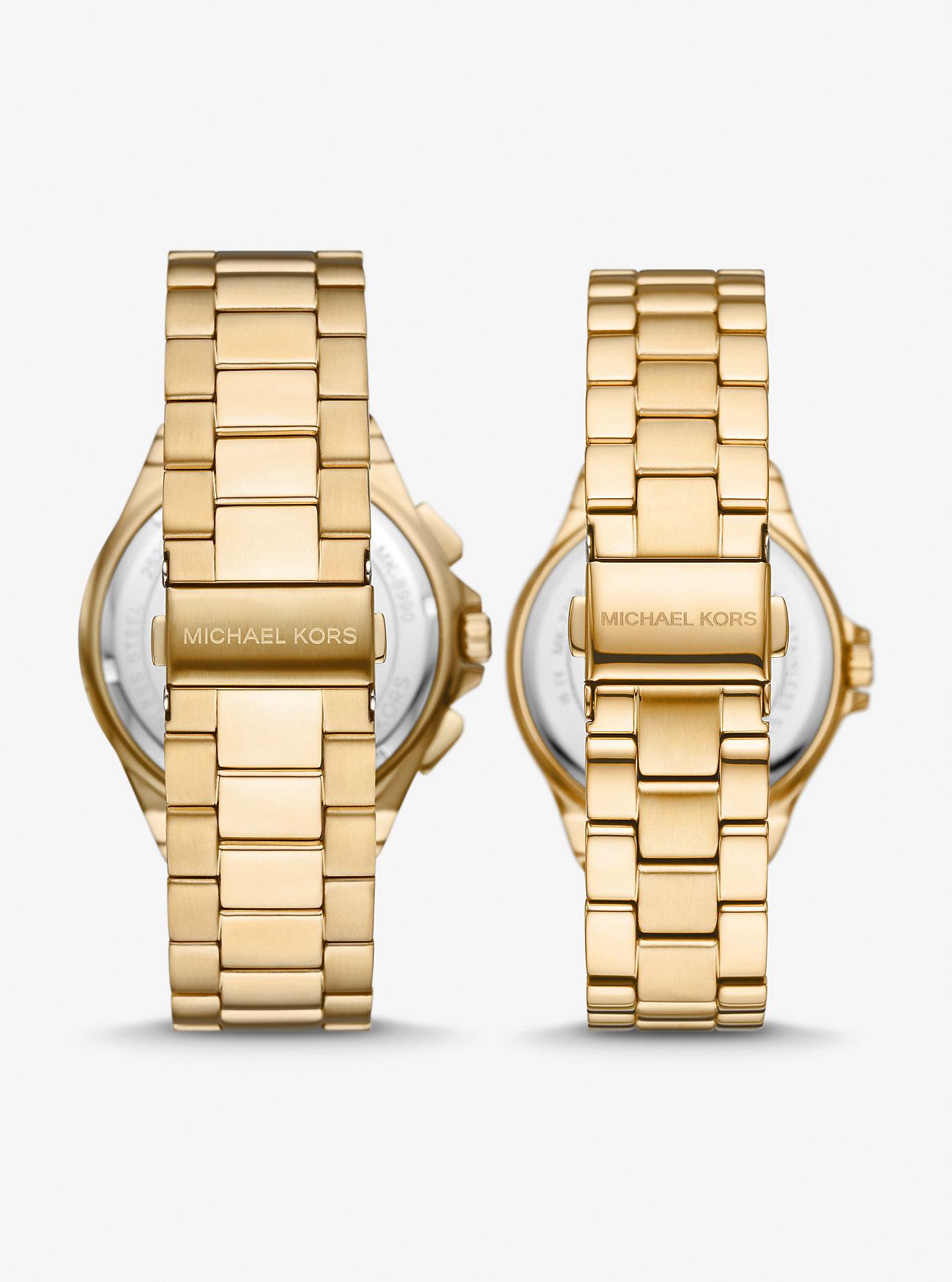 Đồng Hồ Michael Kors Lennox His And Hers Pavé Gold-Tone Watch Set Nữ Vàng