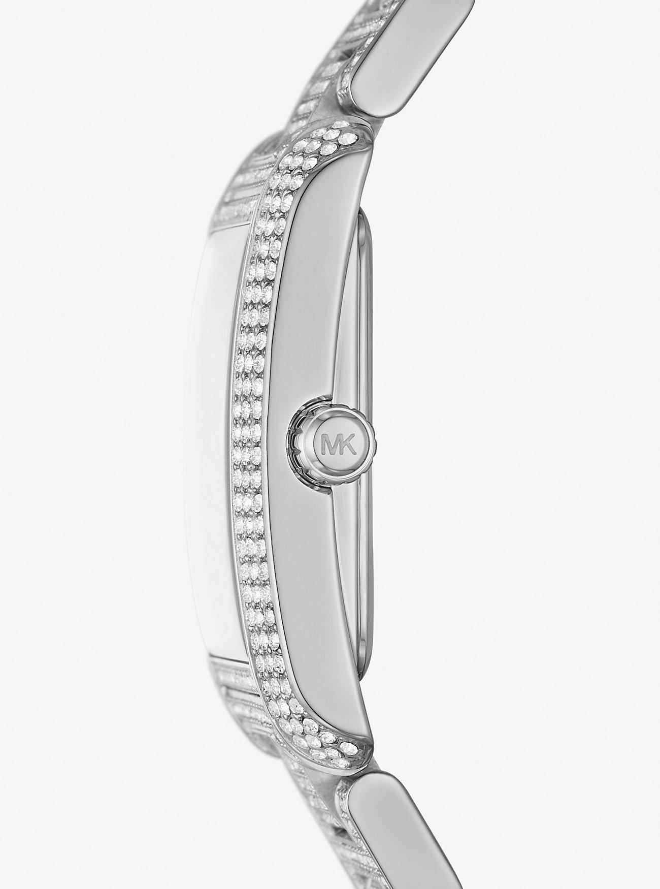 Đồng Hồ Michael Kors Oversized Emery Pavé Silver-Tone Watch Nữ Bạc