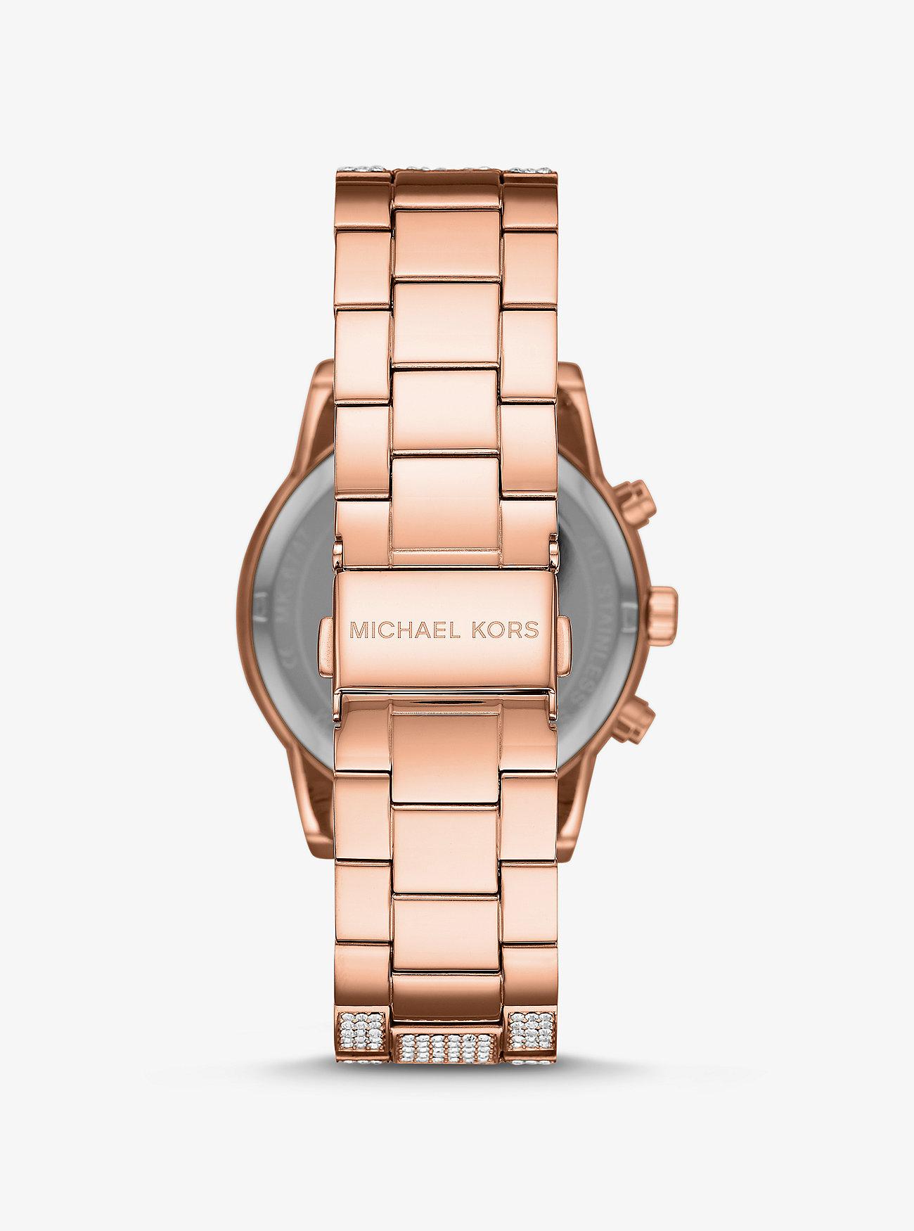 Đồng Hồ Michael Kors Ritz Pavé Rose Gold-Tone Watch Nữ Hồng