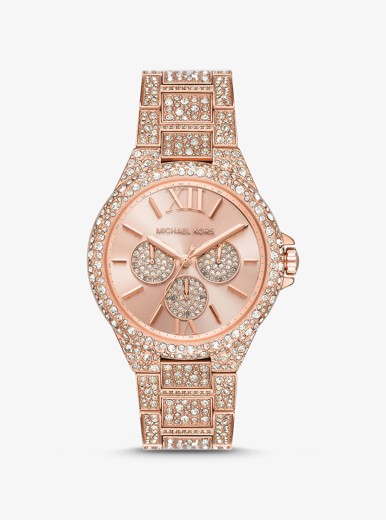 Đồng Hồ Michael Kors Oversized Camille Pavé Rose Gold-Tone Watch Nữ Hồng