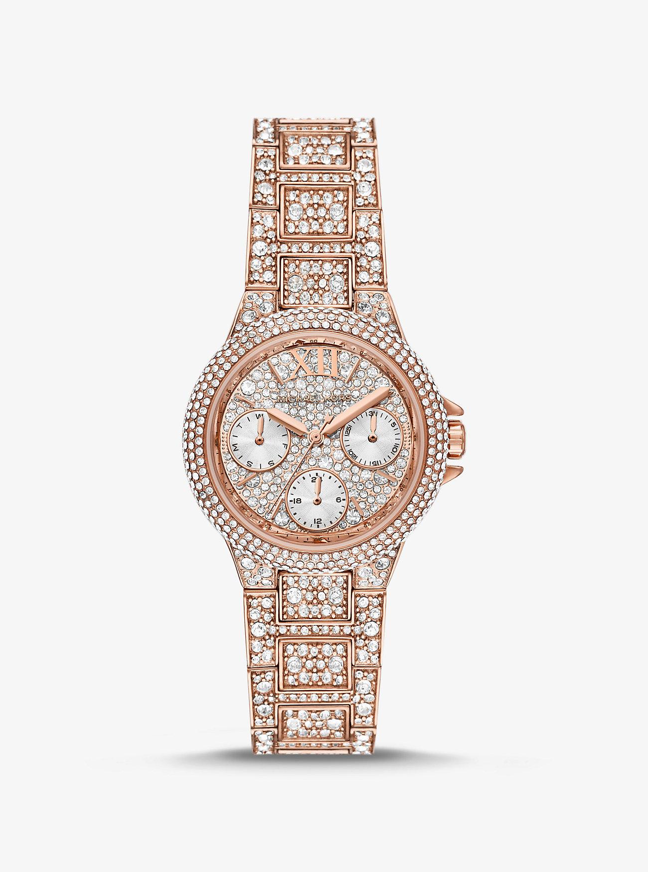 Đồng Hồ Michael Kors Mini Camille Pavé Rose Gold-Tone Watch Nữ Vàng Hồng