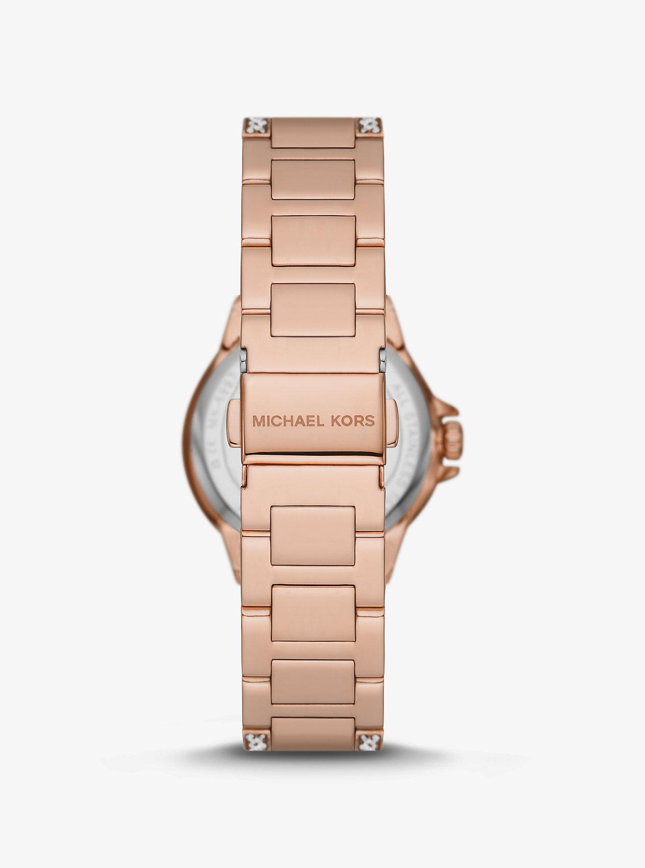 Đồng Hồ Michael Kors Mini Camille Pavé Rose Gold-Tone Watch Nữ Vàng Hồng