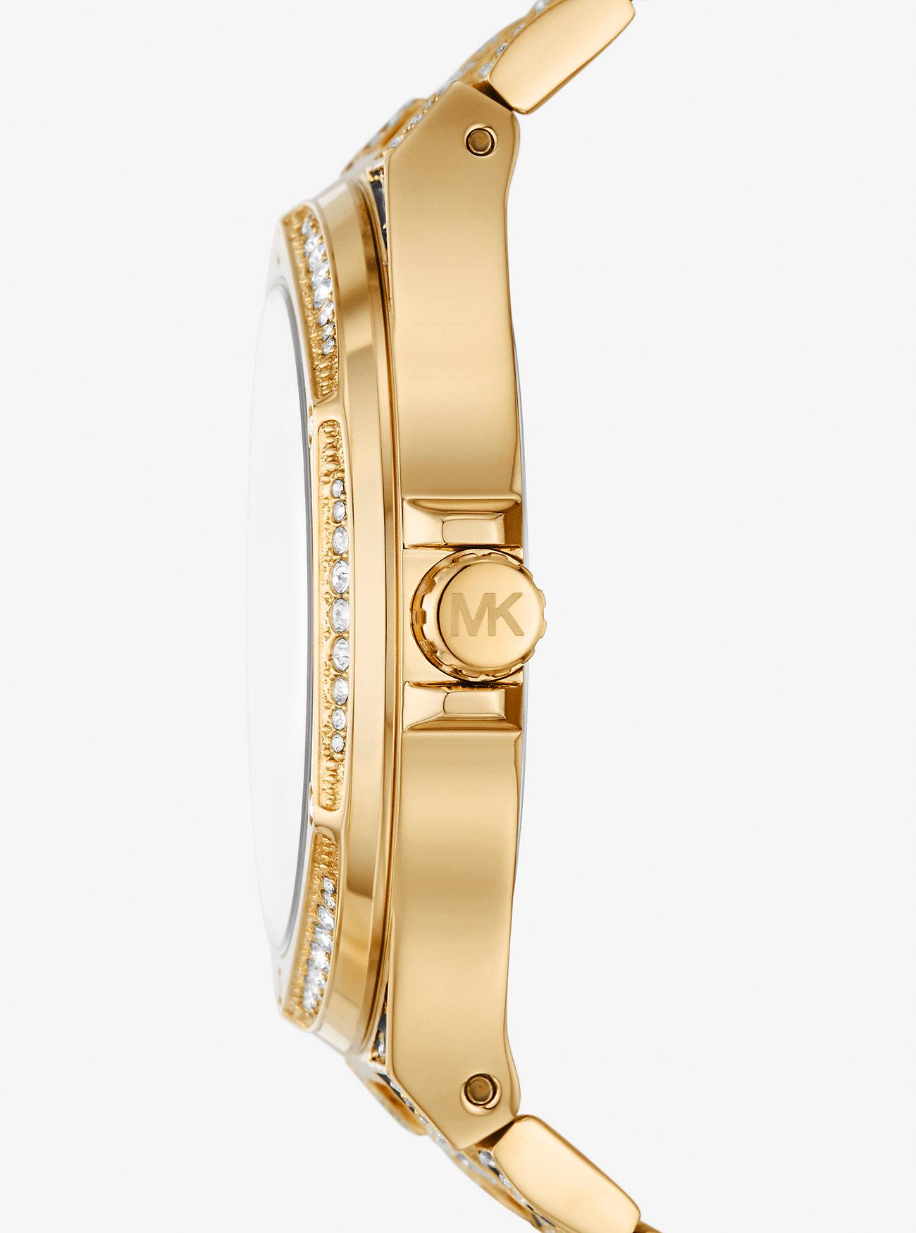 Đồng Hồ Michael Kors Oversized Lennox Animal Pavé Gold-Tone Watch Nữ Vàng